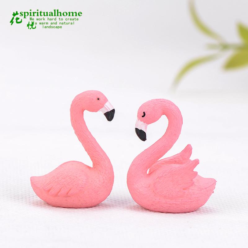 Phụ Kiện Tiểu Cảnh Tiểu cảnh hồng hạc đôi, móc khóa và trang trí bánh DIY (ZC-449)