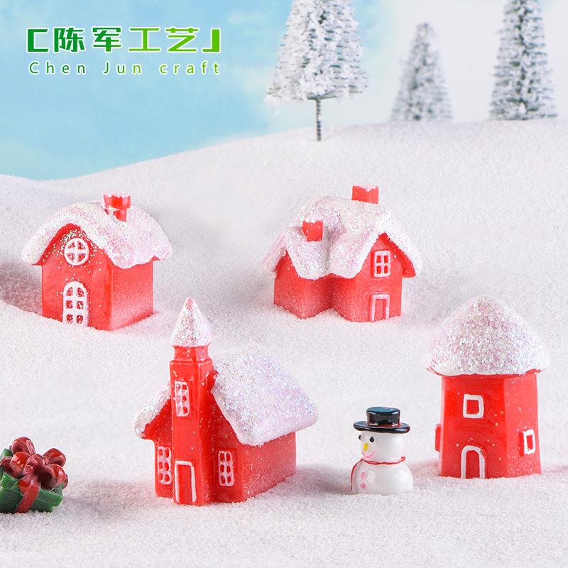 Phụ Kiện Tiểu Cảnh Tiểu cảnh nhà Noel, nhà bánh kẹo đỏ, trang trí tuyết mini (ZC-431)