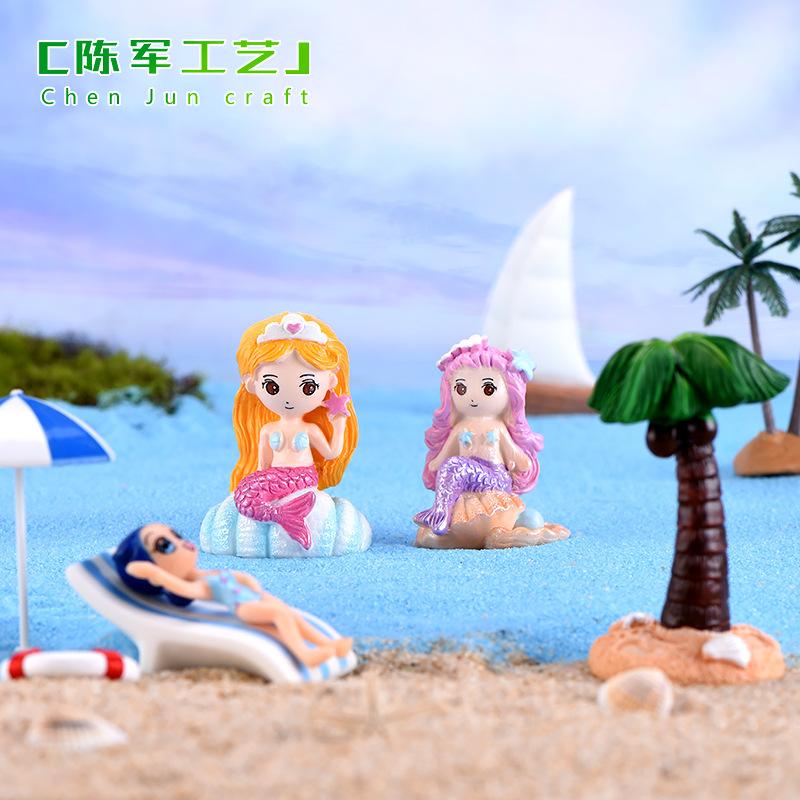 Phụ Kiện Tiểu Cảnh Tiểu cảnh bãi biển, ghế, cây dừa và thuyền, trang trí mini (ZC-324)