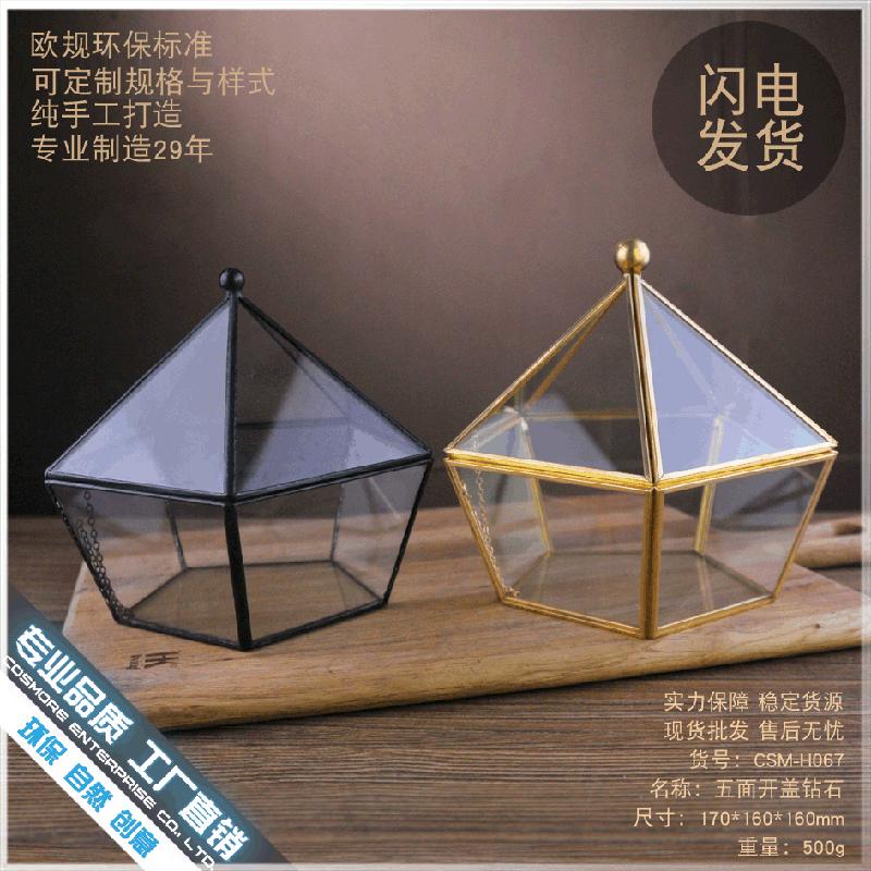 Chậu Đa Giác DG-41 Mặt nắp nổi bậc thứ năm, kim cương, cây thực vật đầy mồ hôi, cảnh quan nhỏ độc đáo, thủy tinh không định hình, hoa bền vĩnh cửu, hộp phòng thương mại