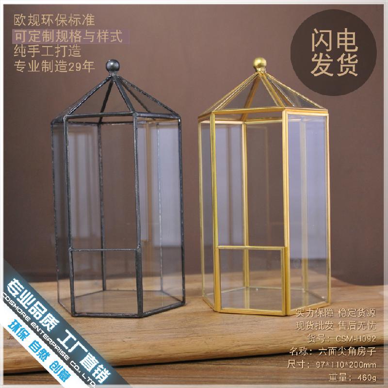 Chậu Đa Giác DG-187 Khay trang trí nhỏ của hệ thống cảnh quan, khung đồng, hộp kính, phòng hoa, hoa bền vững, chậu hoa trong suốt, sáng tạo, đa rễ, bát có sáu mặt góc