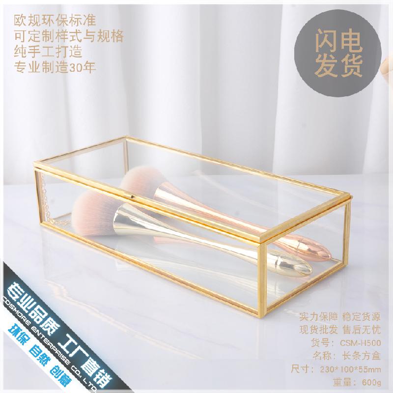 Chậu Đa Giác DG-49 Hộp trang sức kính vỏ vàng đơn giản, kiểu Âu lưu trữ trang sức