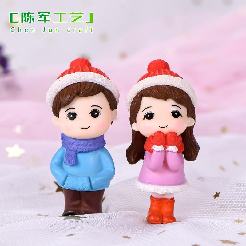 Phụ Kiện Tiểu Cảnh Tiểu cảnh cặp đôi mũ xanh đỏ mùa đông trang trí xe (ZC-932)