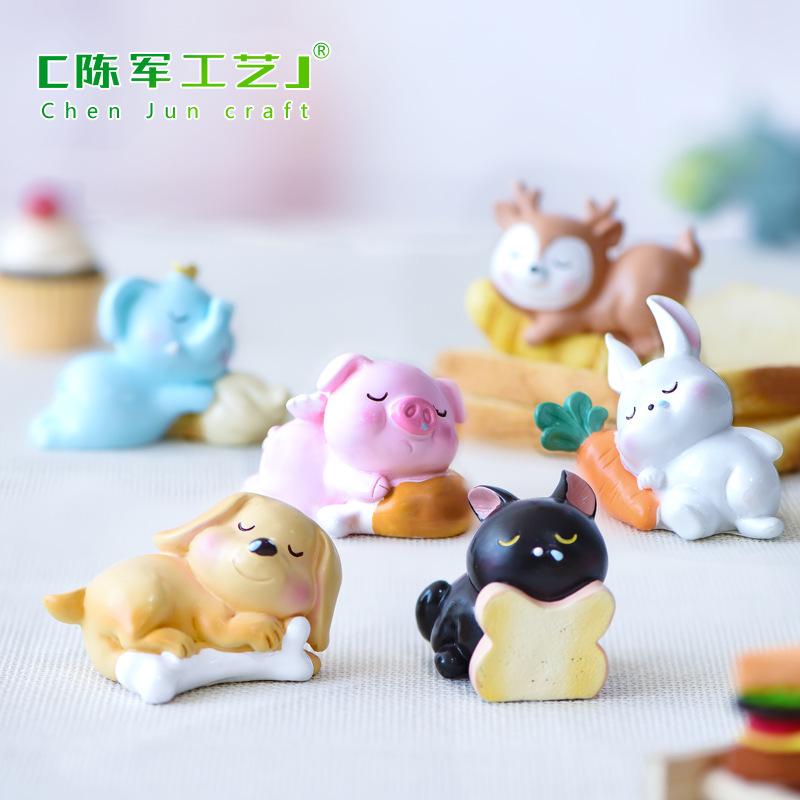 Phụ Kiện Tiểu Cảnh Tiểu cảnh động vật ngủ gật: lợn, voi, thỏ, mèo mini dễ thương (ZC-1244)