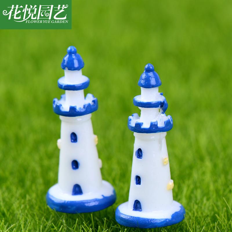 Phụ Kiện Tiểu Cảnh Hải đăng xanh trắng phong cách Địa Trung Hải trang trí (ZC-883)