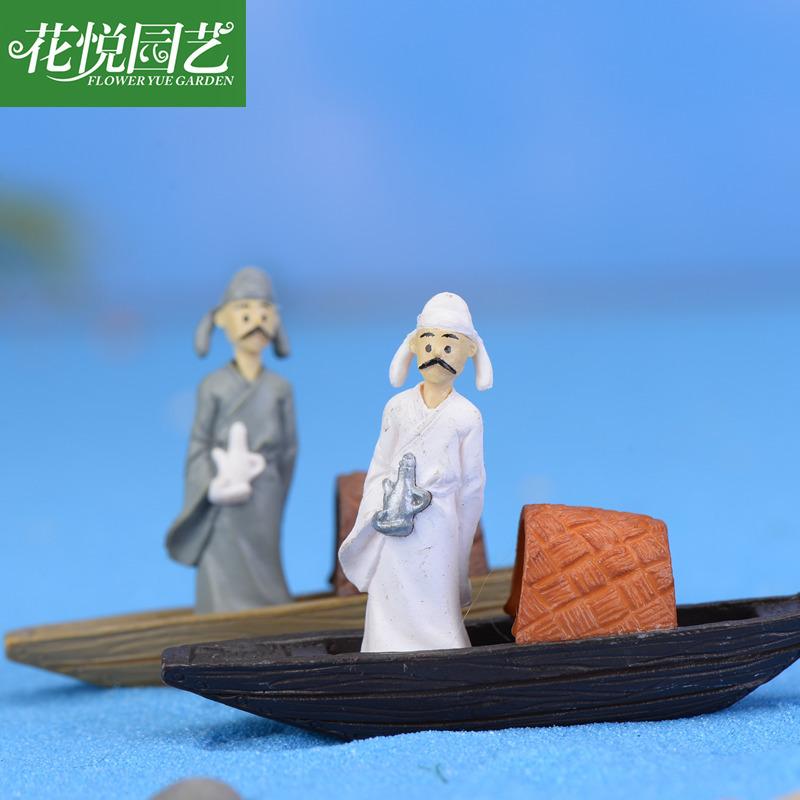 Phụ Kiện Tiểu Cảnh Thuyền bè và tiểu cảnh Lý Bạch trang trí chậu cây rêu (ZC-695)