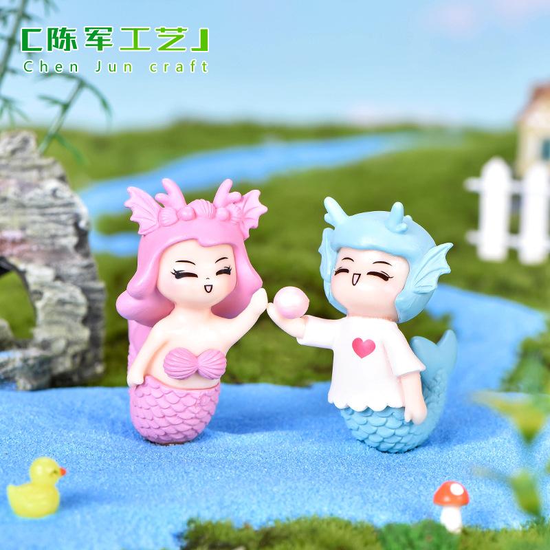 Phụ Kiện Tiểu Cảnh Tiểu cảnh cặp đôi tiên cá mini trang trí bể cá DIY (ZC-1175)