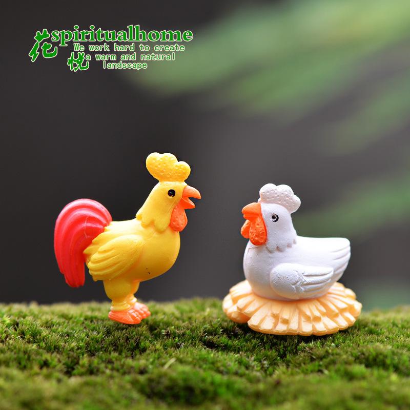 Phụ Kiện Tiểu Cảnh Tiểu cảnh gia đình gà mini PVC trang trí chậu cây DIY (ZC-953)