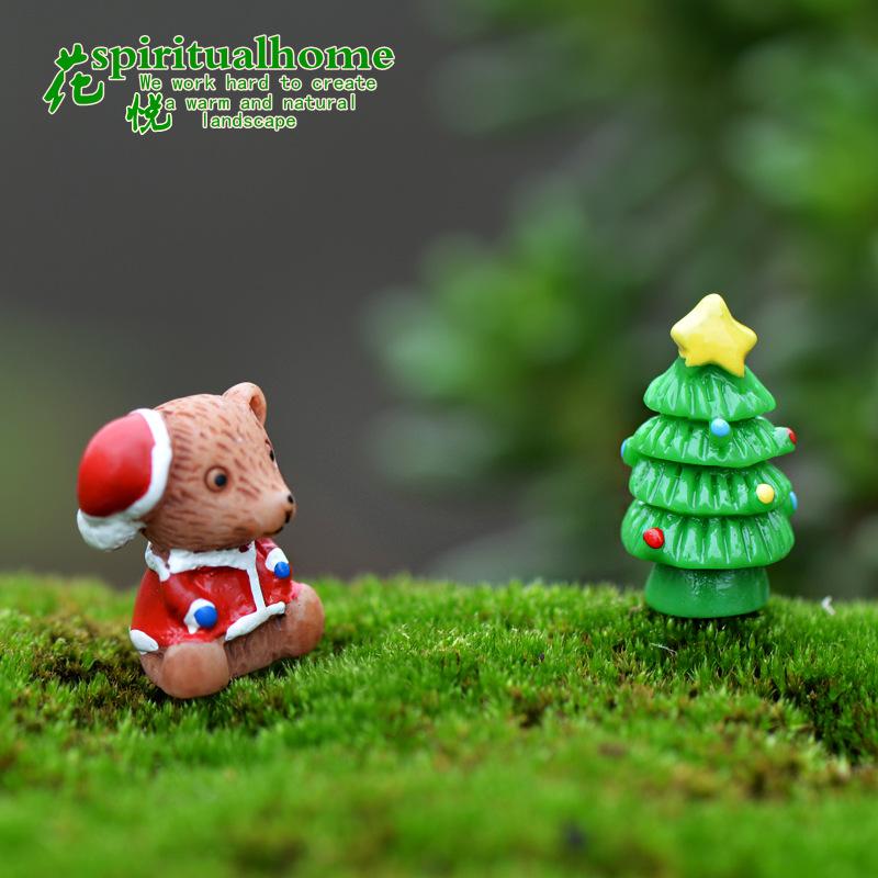 Phụ Kiện Tiểu Cảnh Tiểu cảnh gấu Noel mini trang trí chậu cây rêu DIY (ZC-1196)