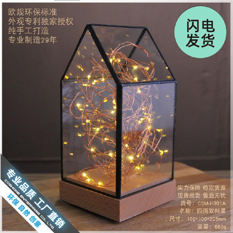 Chậu Đa Giác Đèn LED chụp kính trang trí (DG-19)