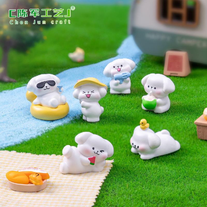 Phụ Kiện Tiểu Cảnh 微景观创意可爱休闲小狗公仔DIY装饰品挂配件迷你车载桌面小摆件
