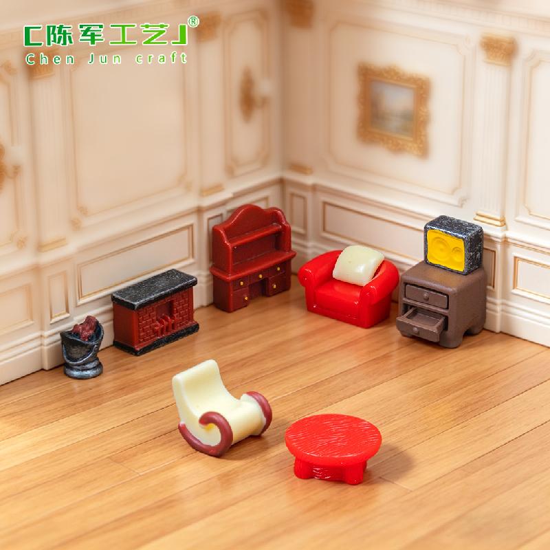 Phụ Kiện Tiểu Cảnh Bộ nội thất lò sưởi sofa mini nhà búp bê (PK-696)