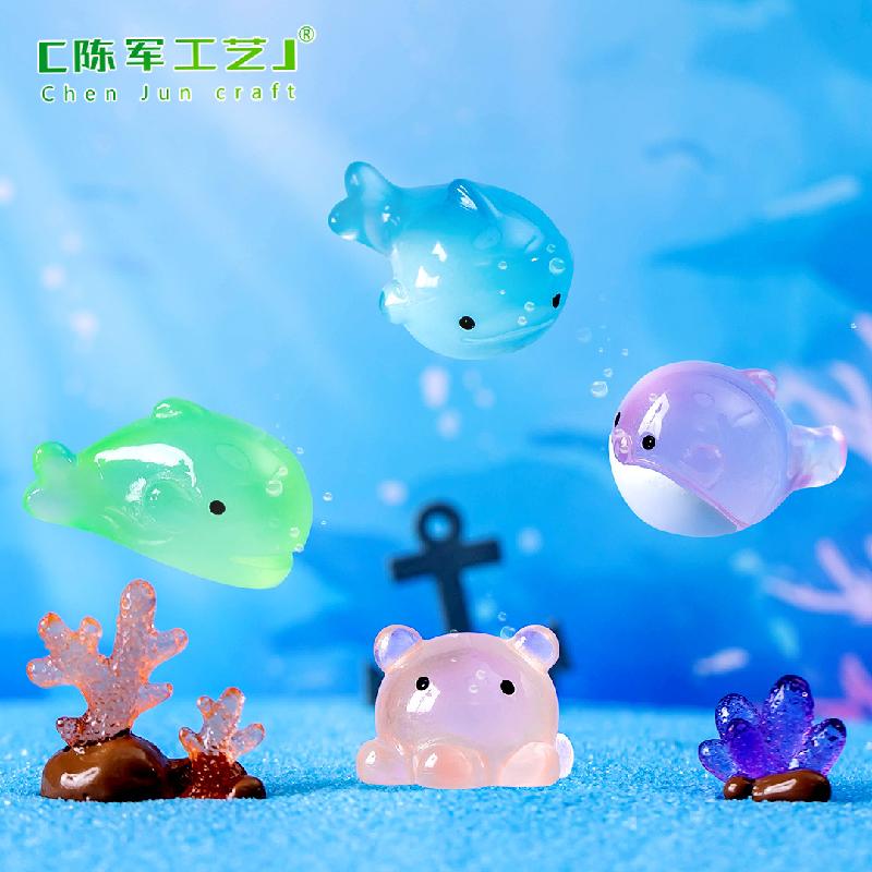 Phụ Kiện Tiểu Cảnh Tiểu cảnh phát sáng cá voi và bạch tuộc resin DIY (ZC-661)