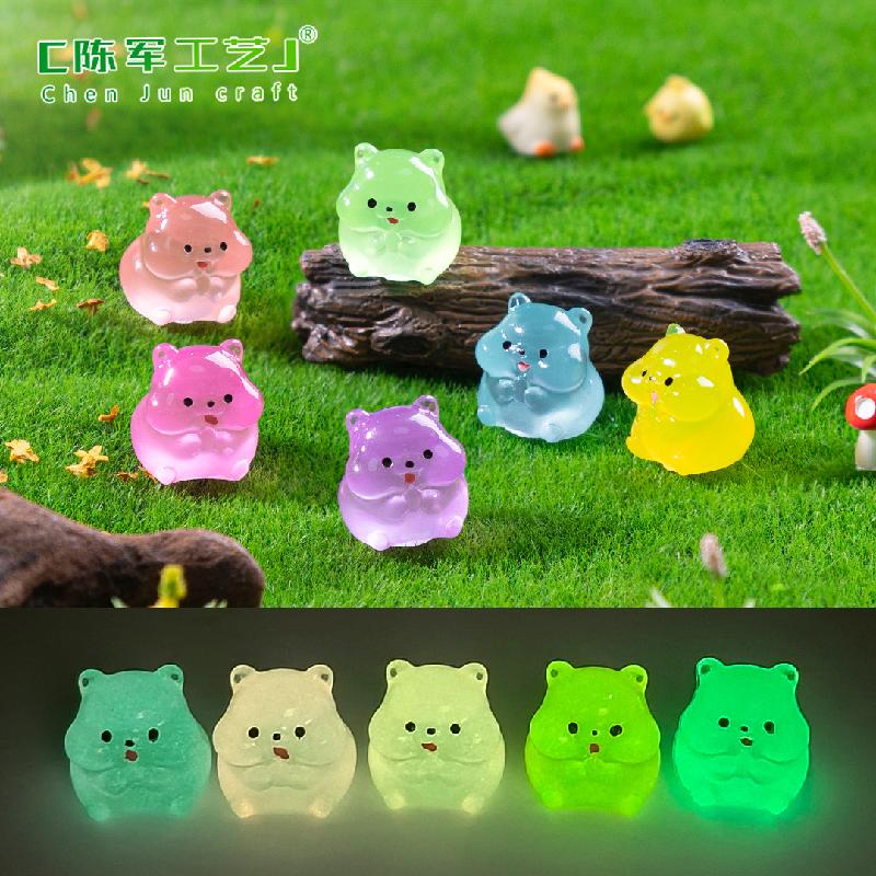 Phụ Kiện Tiểu Cảnh 微景观创意可爱夜光胖胖小仓鼠 园艺造景DIY装饰品配件迷你小摆件