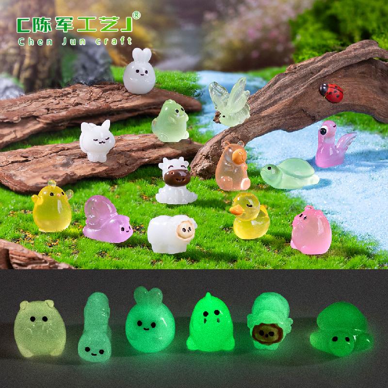 Phụ Kiện Tiểu Cảnh 跨境新品微景观创意夜光小猫小兔萌粒动物 DIY装饰配件迷你小摆件