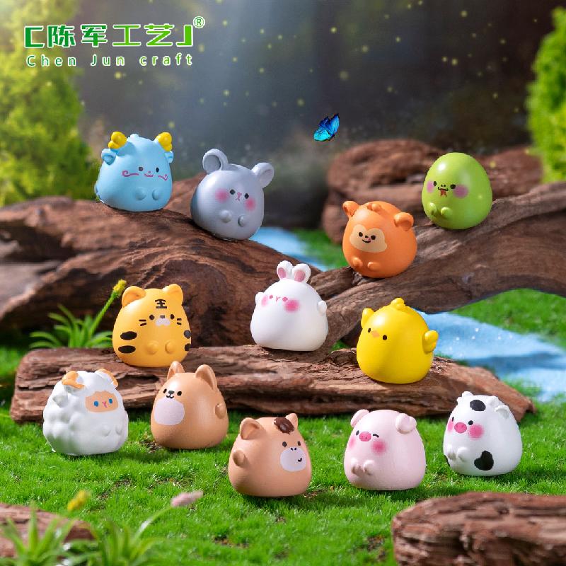Phụ Kiện Tiểu Cảnh 微景观创意可爱十二生肖小动物萌粒公仔 DIY装饰品配件迷你小摆件
