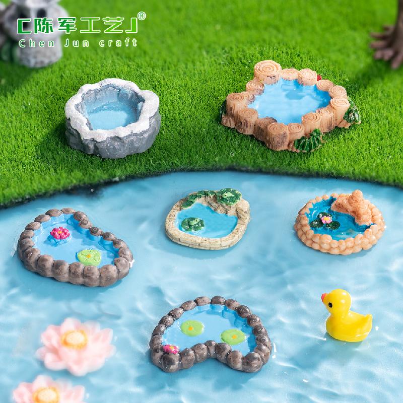 Phụ Kiện Tiểu Cảnh 苔藓微景观创意仿真水池塔楼园艺造景 DIY装饰配件微缩迷你小摆件