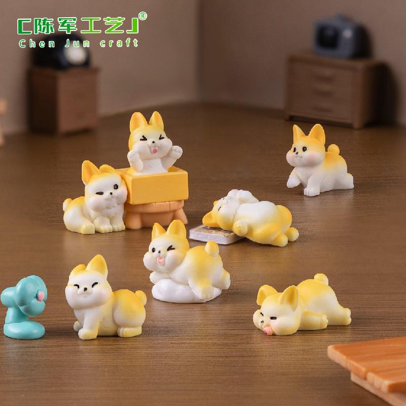 Phụ Kiện Tiểu Cảnh 微景观创意可爱胖胖小柯基公仔萌粒 娃娃屋diy装饰品挂配件小摆件