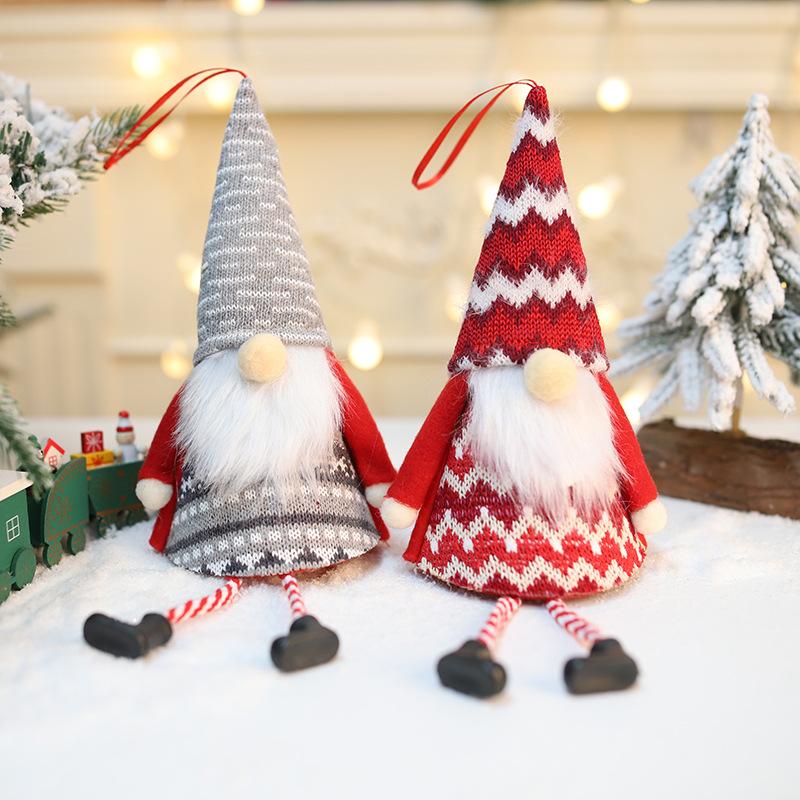 Trang Trí Noel Đồ trang trí Giáng Sinh mới: mô hình ông già Noel không mặt, búp bê đan, móc treo trang trí.