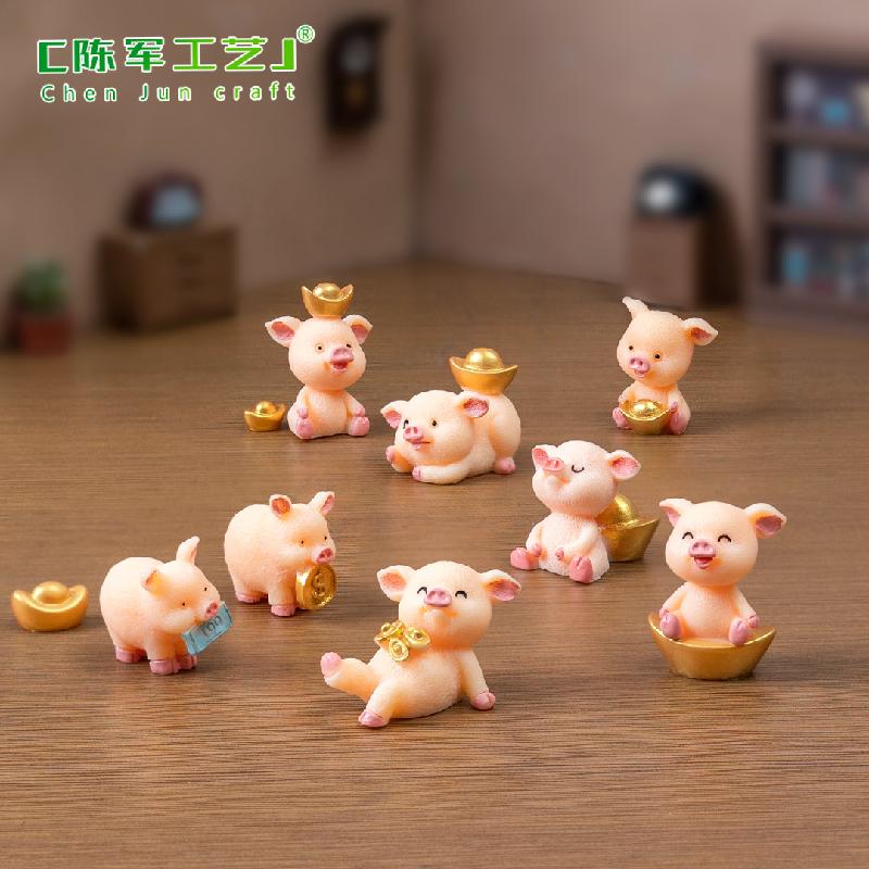 Phụ Kiện Tiểu Cảnh Tiểu cảnh heo may mắn, trang trí cây cảnh và xe hơi mini (ZC-398)