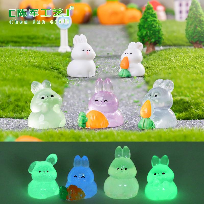 Phụ Kiện Tiểu Cảnh Thỏ phát sáng và cà rốt mini trang trí xe và bàn (ZC-711)