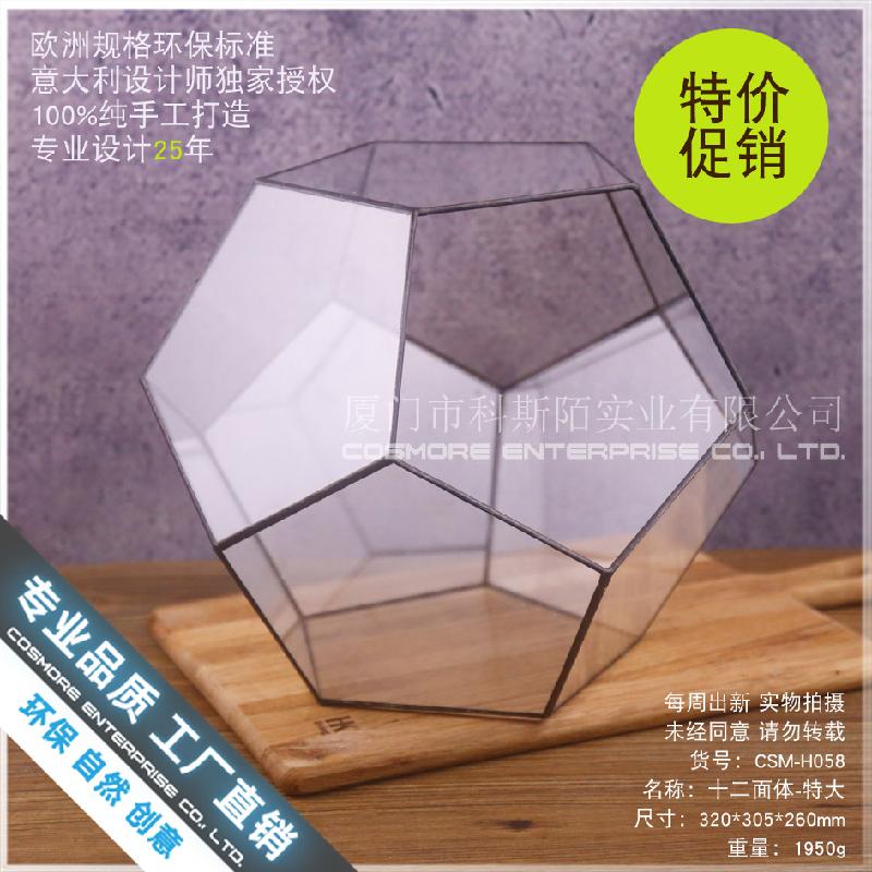 Chậu Đa Giác Nhà kính 12 mặt siêu lớn Terrarium rêu cảnh (DG-204)