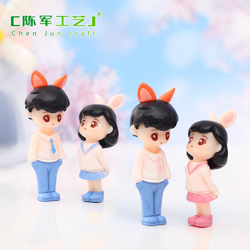 Phụ Kiện Tiểu Cảnh Tiểu cảnh đôi tai thỏ mini trang trí bánh và chậu cây (ZC-1163)