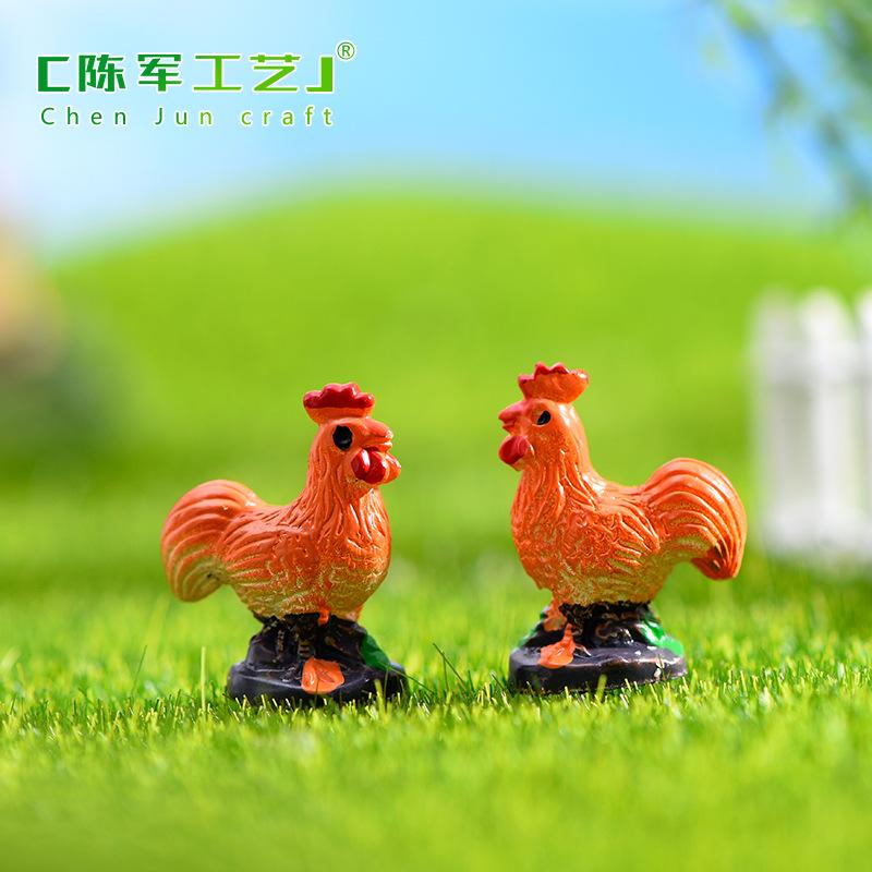 Phụ Kiện Tiểu Cảnh Tiểu cảnh gà cam mini trang trí chậu cây rêu DIY (ZC-1129)