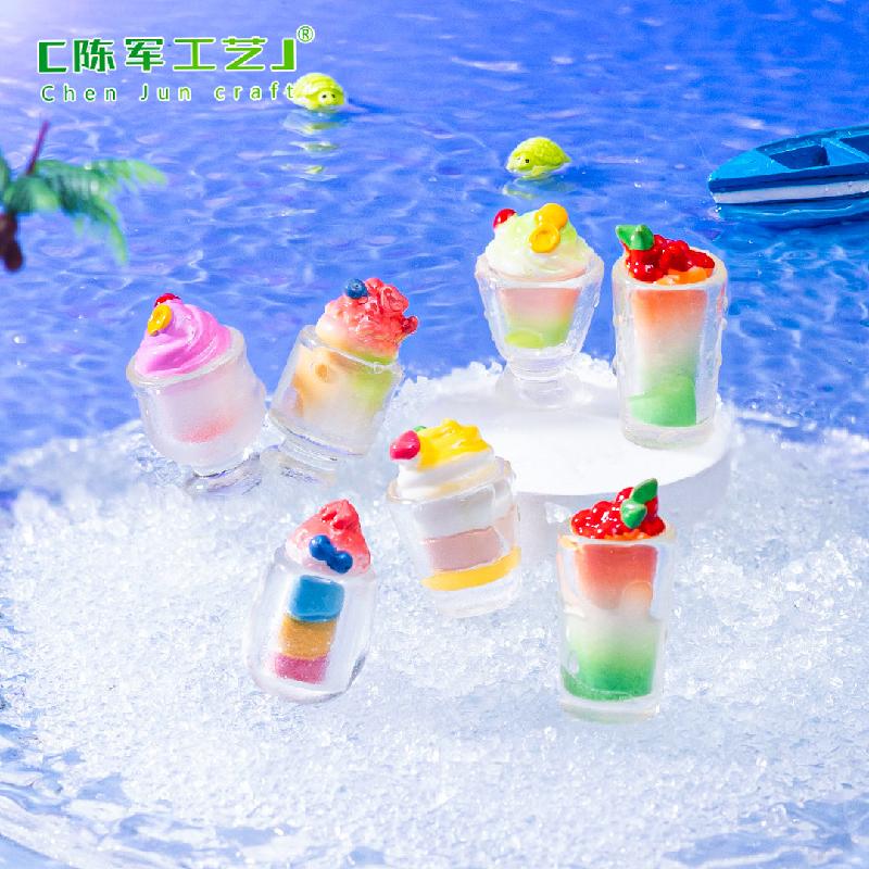 Phụ Kiện Tiểu Cảnh 微景观创意仿真彩虹冰淇淋食玩 DIY装饰品盲袋配件迷你桌面小摆件