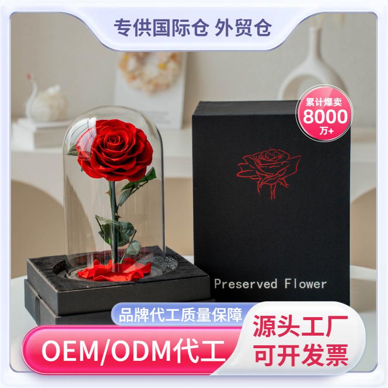 Hoa khô trang trí Hoa hồng vĩnh cửu lồng kính Hoàng tử bé quà Ngày của Mẹ (HK-91)