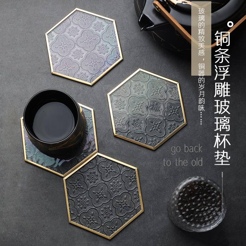 Chậu Đa Giác Đế ly kính viền vàng Bắc Âu (DG-82)