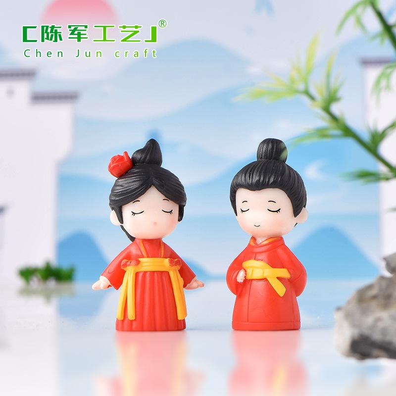 Phụ Kiện Tiểu Cảnh Cặp đôi cổ trang phong cách Trung Quốc trang trí chậu cây (ZC-1012)