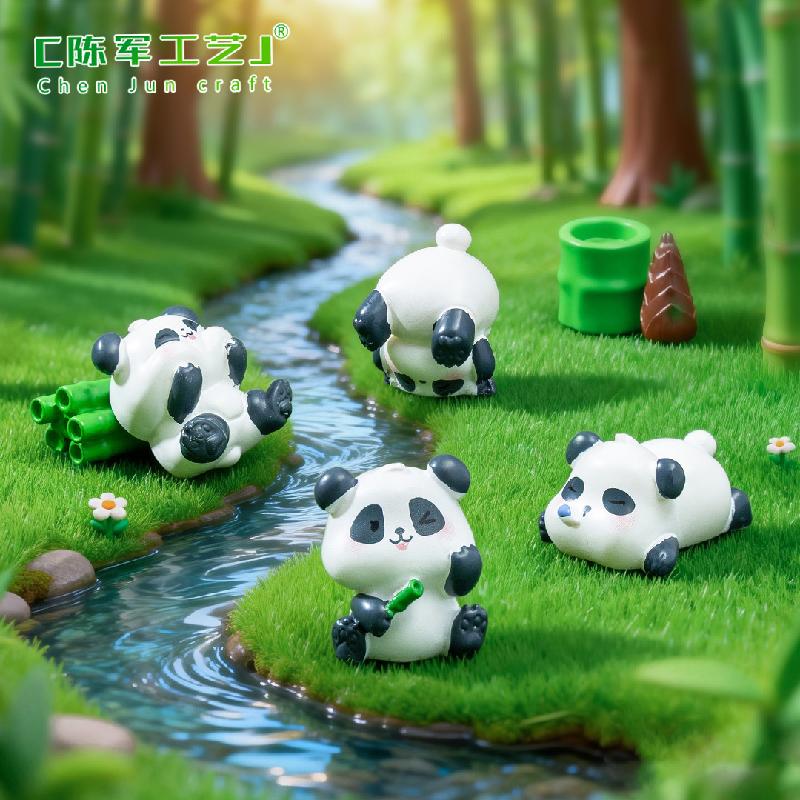 Phụ Kiện Tiểu Cảnh Tiểu cảnh gấu trúc dễ thương, trang trí tre và măng mini (ZC-59)
