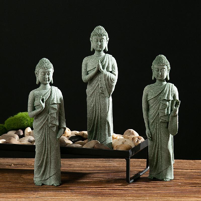 Phụ Kiện Tiểu Cảnh Tượng Phật đứng đá xanh trang trí phòng khách sân vườn (BS-32)