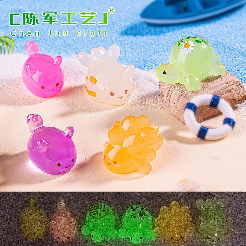 Phụ Kiện Tiểu Cảnh 微景观创意夜光海洋乌龟海兔动物沙滩造景 DIY装饰配件迷你小摆件