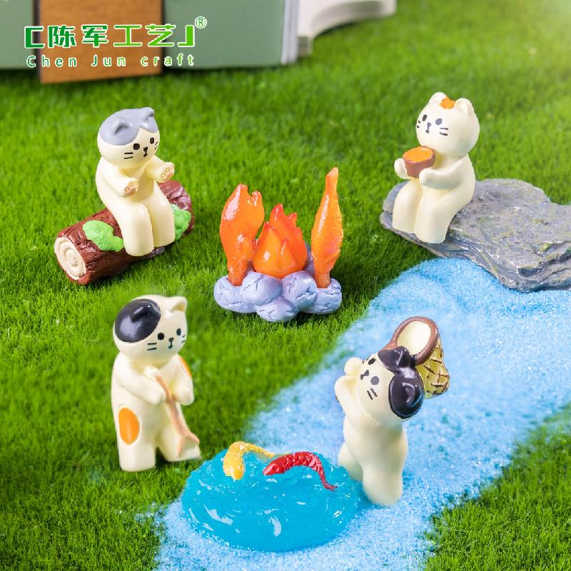 Phụ Kiện Tiểu Cảnh Tiểu cảnh mèo dã ngoại, phụ kiện trang trí xe hơi dễ thương (ZC-599)