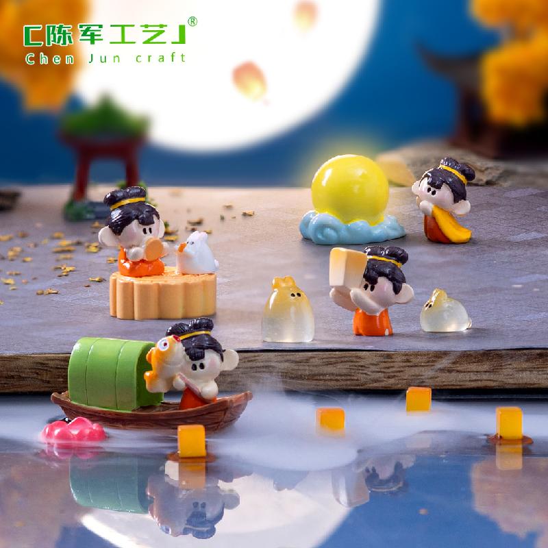 Phụ Kiện Tiểu Cảnh 微景观创意小嫦娥兔子中秋节日造景 DIY装饰品配件微缩迷你小摆件