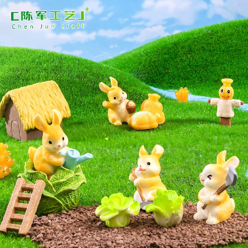 Phụ Kiện Tiểu Cảnh Tiểu cảnh thỏ đồng quê, phụ kiện trang trí vườn DIY (ZC-195)