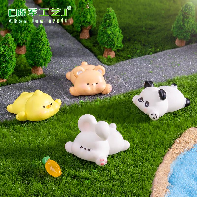 Phụ Kiện Tiểu Cảnh Tiểu cảnh gấu trúc và thỏ, phụ kiện trang trí xe hơi mini (ZC-343)