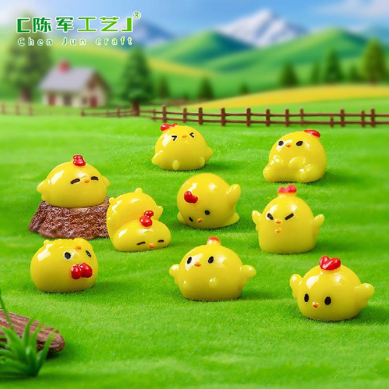 Phụ Kiện Tiểu Cảnh 微景观创意小鸡仔萌粒公仔园艺造景 DIY装饰品配件迷你树脂小摆件