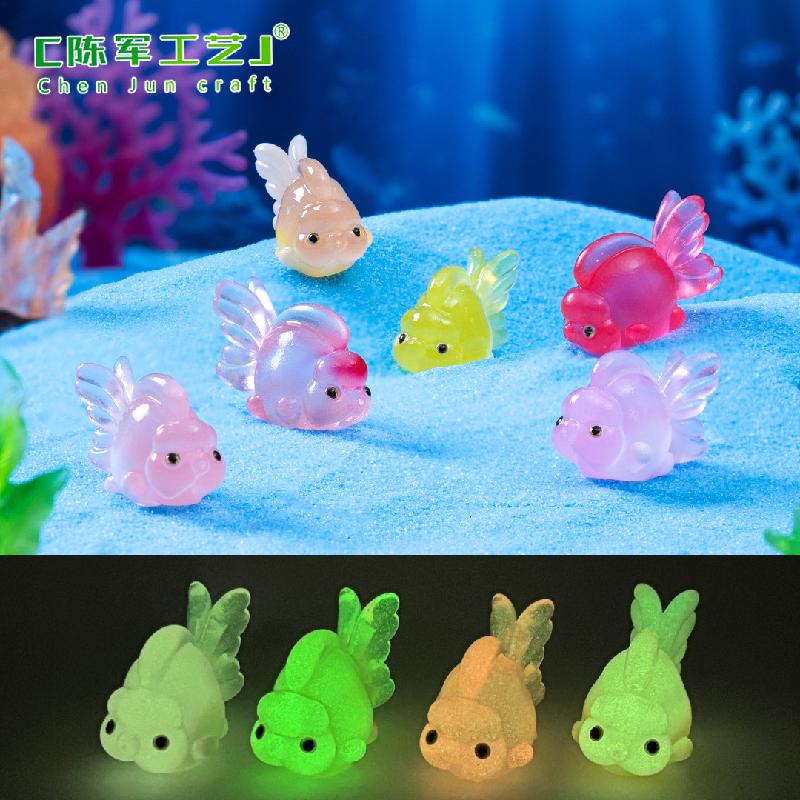 Phụ Kiện Tiểu Cảnh 微景观创意夜光福寿小锦鲤鱼儿海洋造景 DIY装饰品配件迷你小摆件