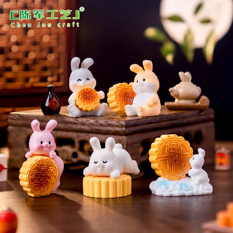 Phụ Kiện Tiểu Cảnh Thỏ trăng Trung thu dễ thương DIY trang trí tiểu cảnh (ZC-644)