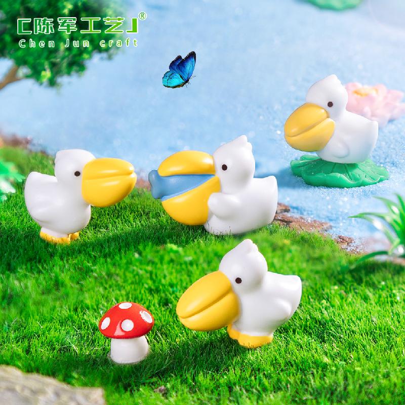 Phụ Kiện Tiểu Cảnh 微景观创意可爱鹈鹕动物公仔 园艺造景DIY装饰配件迷你车载小摆件
