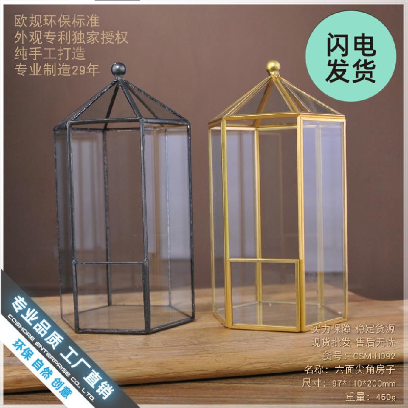 Chậu Đa Giác Bình kính Terrarium khung đồng, chậu sen đá (DG-169)