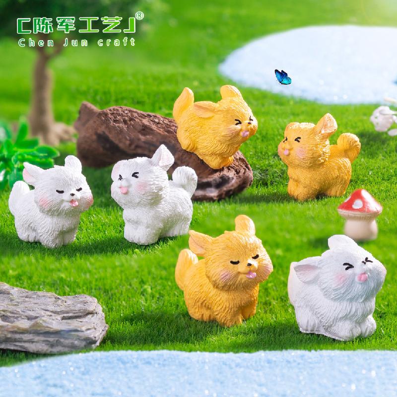 Phụ Kiện Tiểu Cảnh 微景观创意潦草小白狗园艺造景 DIY装饰品配件迷你汽车桌面小摆件