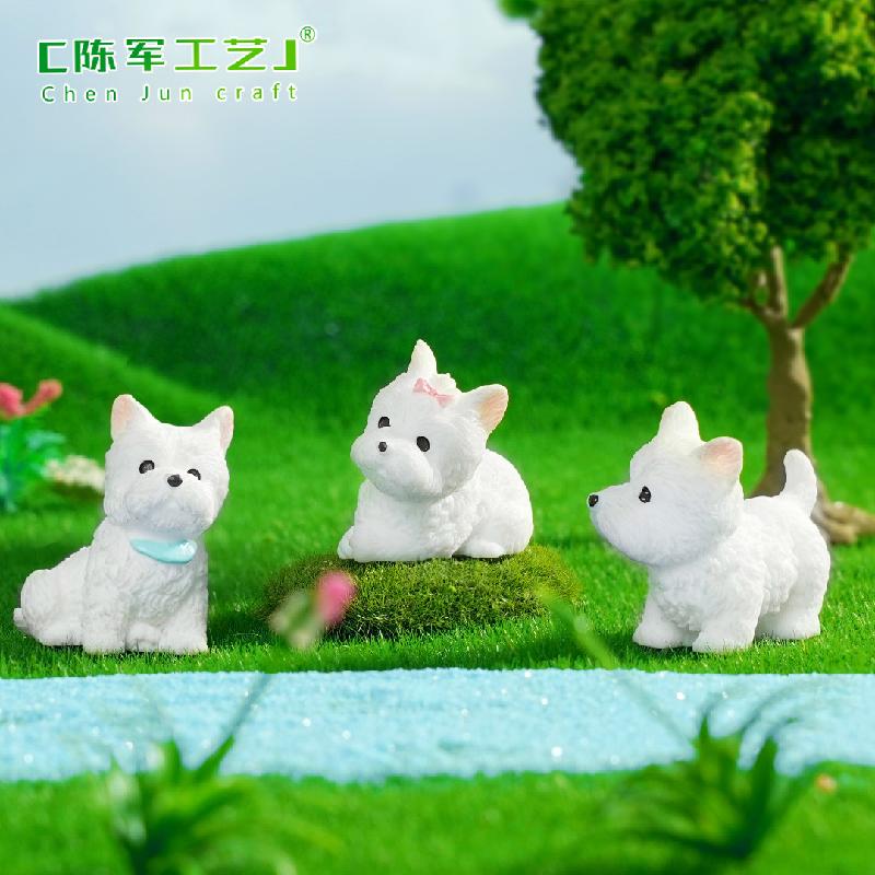 Phụ Kiện Tiểu Cảnh 苔藓微景观创意西高地白梗犬小狗动物 DIY装饰配件迷你桌面小摆件