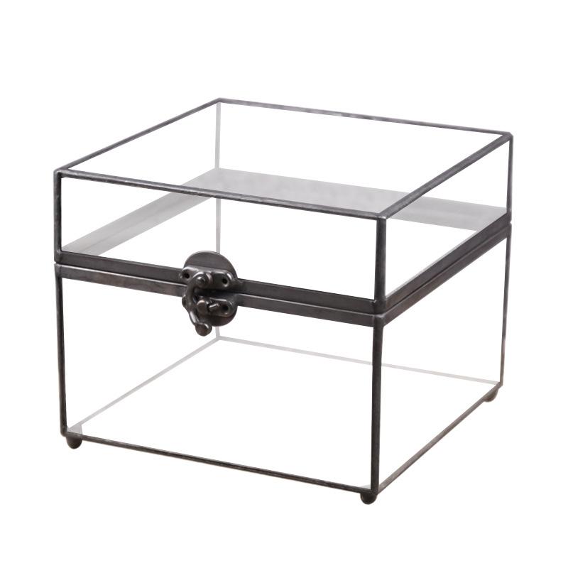 Chậu Đa Giác DG-82 Hộp hộp kính trang sức cổ điển với khóa đồng bạc quý tộc