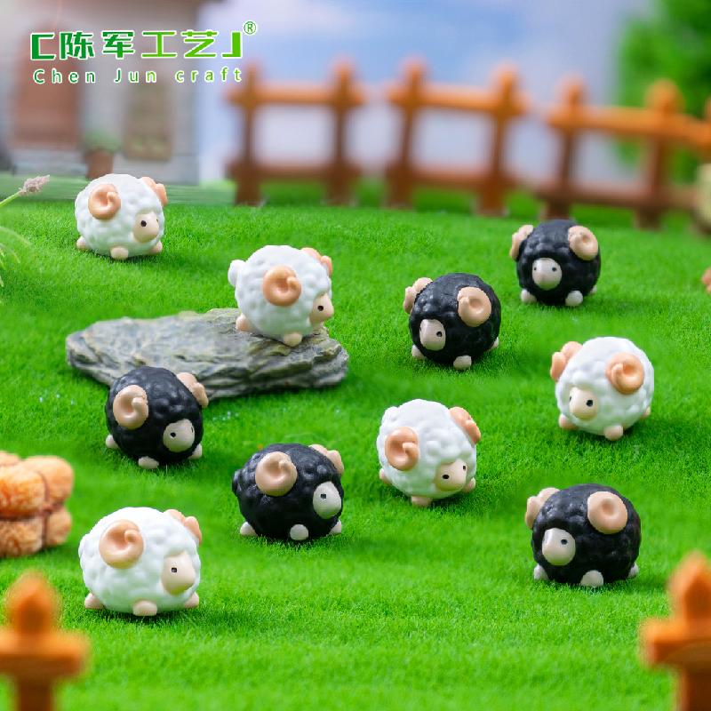 Phụ Kiện Tiểu Cảnh 微景观创意可爱黑白小绵羊愿意造景 DIY装饰品配件迷你微缩小摆件