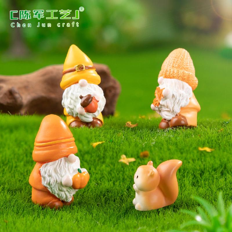 Phụ Kiện Tiểu Cảnh 苔藓微景观创意秋天丰收小矮人公仔 DIY跨境装饰品配件迷你小摆件
