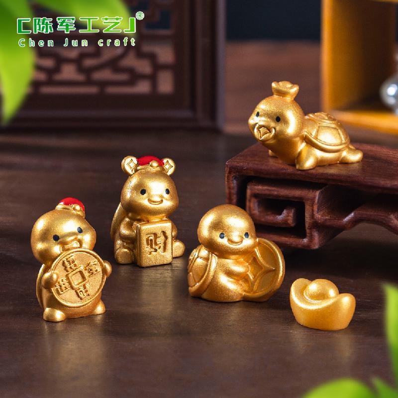 Phụ Kiện Tiểu Cảnh 微景观创意元宝金龟聚财萌粒 DIY装饰品挂配件迷你车载桌面小摆件